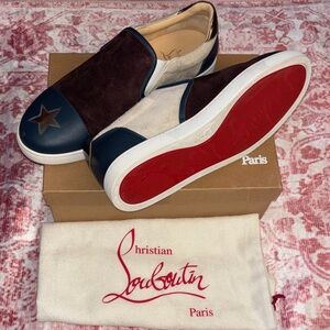 Christian Louboutin Men's Blue and Brown Star Sneakers BRAND NEW